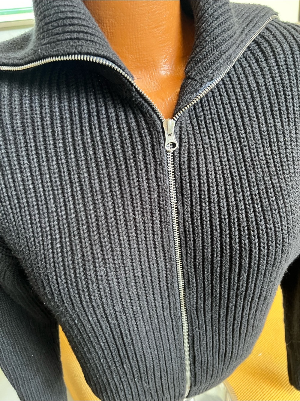 Everlane everyday cotton chunky front zip cardigan sweater organic cotton L - Picture 4 of 9